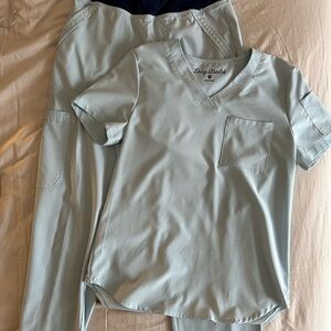 Sky Blue Scrub Set with V-Neck Top